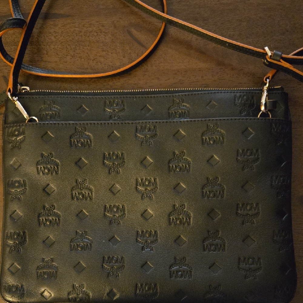 AUTHENTIC MCM Authentic Black Leather Crossbody Bag